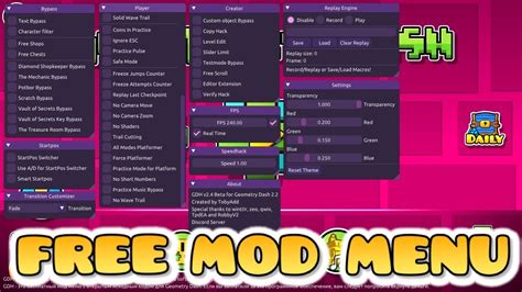 Geometry Dash (Mod Menu, full, Noclip, Speed hax).